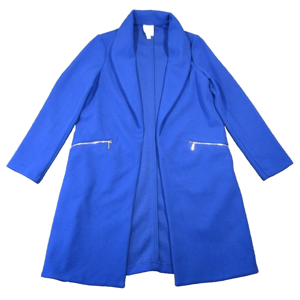 Joie‎ Duster Cardigan Women XS Royal Blue Open Front Zip Pocket Long Coat Soft